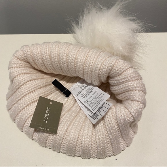 J. Crew Ribbed Beanie with faux-fur Pom-Pom - Picture 4 of 5